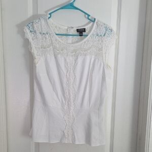 Maurices White Lace Detail Blouse